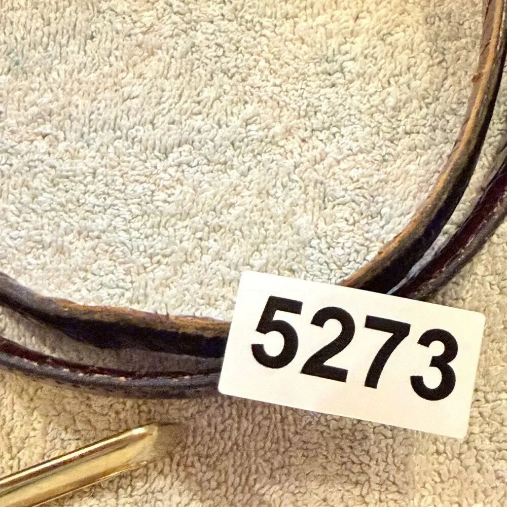 Men’s Brown Black Leather Belt Reversible Brass Buckle 38 Classic Golf 1” wide
